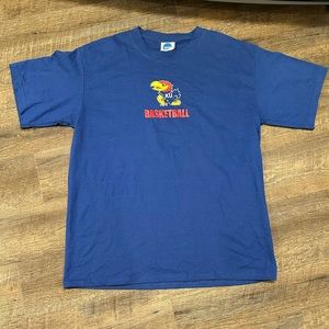 Kansas Jayhawks T-Shirt NCAA Men NCAA Logo Blue size Large
